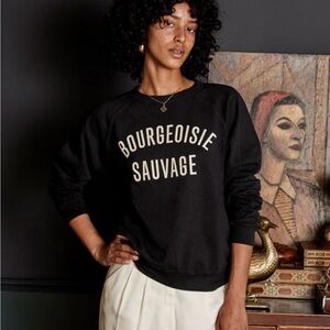 Clare V. Bourgeoisie Sauvage Cotton Graphic Sweatshirt in Black
